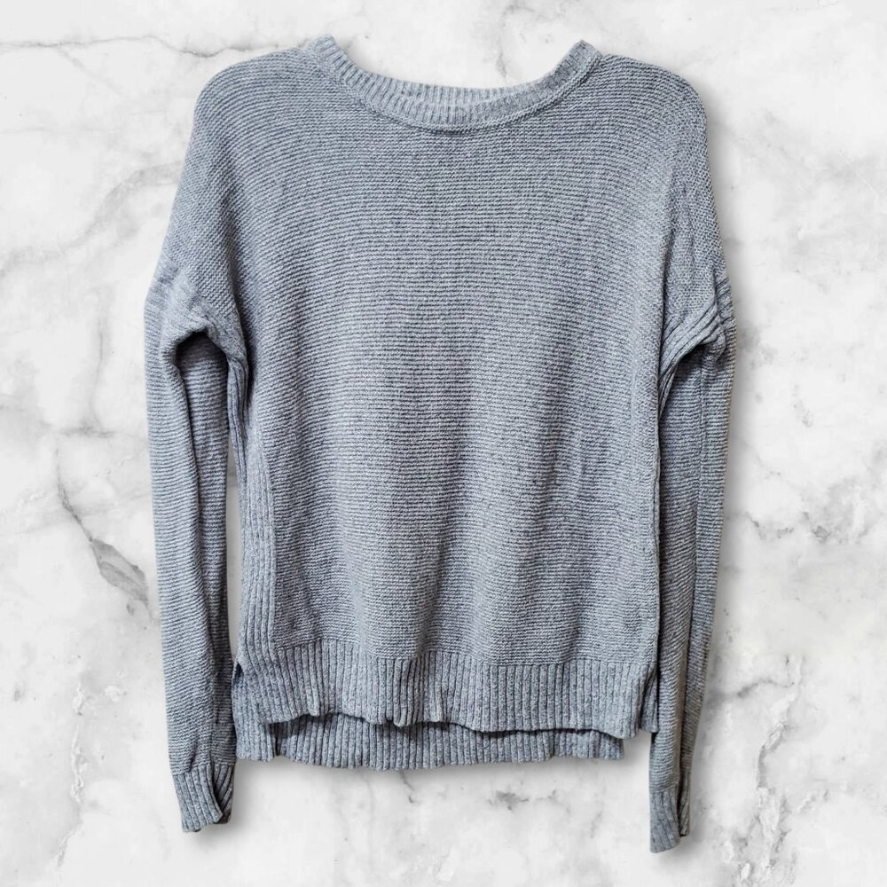 Madewell‎ Textureworks  XS Grey Ribbed Trim Knitted Crewneck Sweater